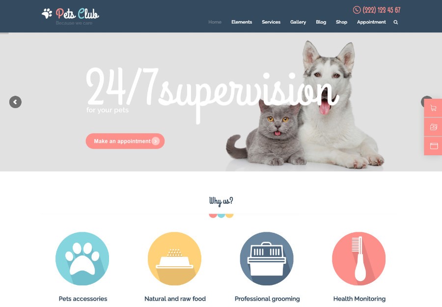 Pets Club - Domestic Animals Care, Shop & Veterinary WordPress Theme