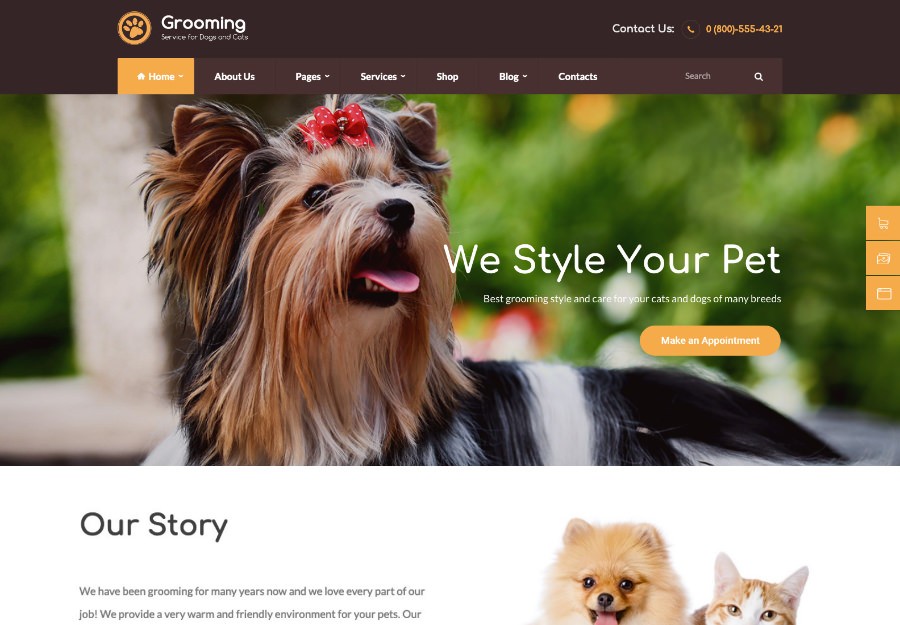 Grooming - Pet Shop & Veterinary Physician WordPress Theme