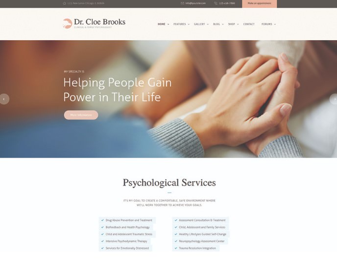 Cloe Brooks | Psychology, Counseling & Medical WordPress Theme + RTL