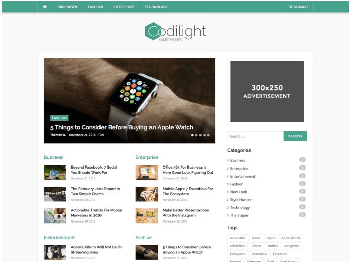 Codilight Lite бесплатный шаблон для Вордпресс