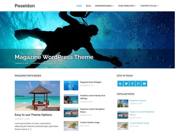 Посейдон журнал WordPress тема