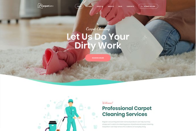 CarpetServ | WordPress шаблон для клининговой компании и услуг чистки ковров