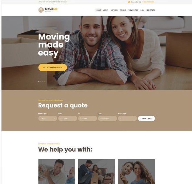 MoveMe | WordPress шаблон для сервиса перевозок и переезда