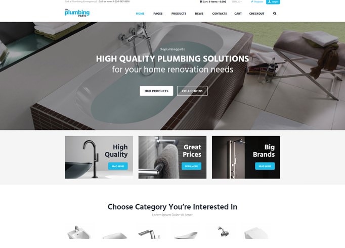 Plumbing and Building Parts | WordPress шаблон для продажи сантехнического оборудования и аксессуаров