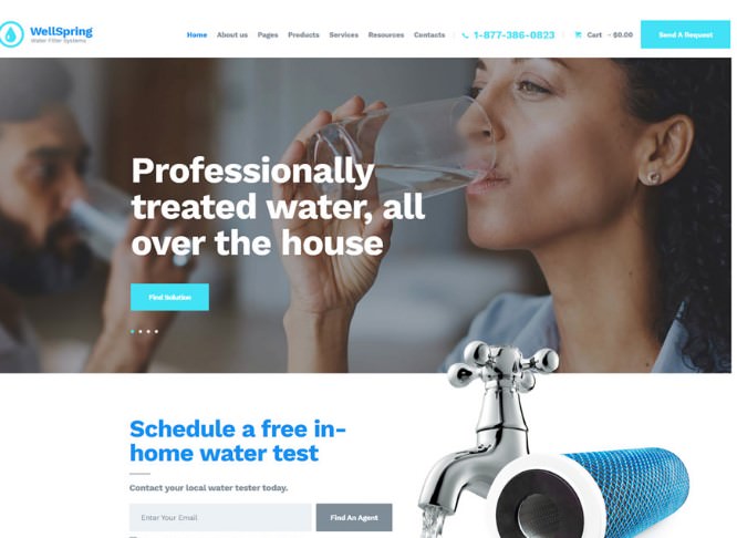 WellSpring | WordPress шаблон для продажи водяных фильтров и доставки питьевой воды