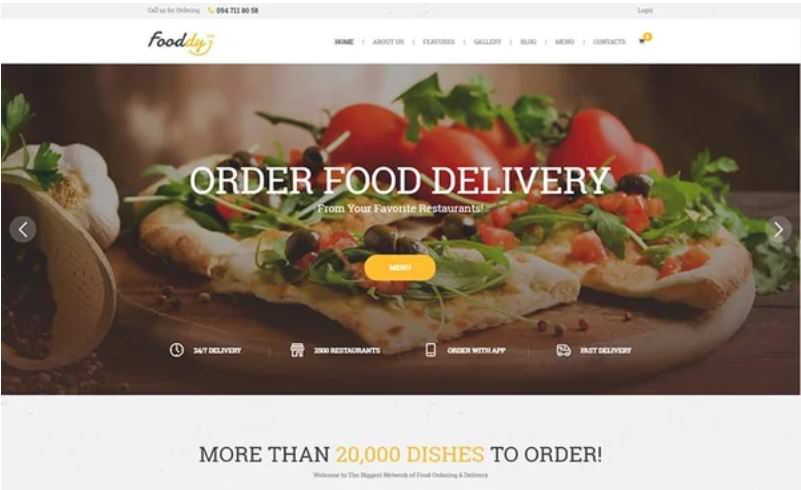 Тема Fooddy 24/7 для Вордпресс сайта