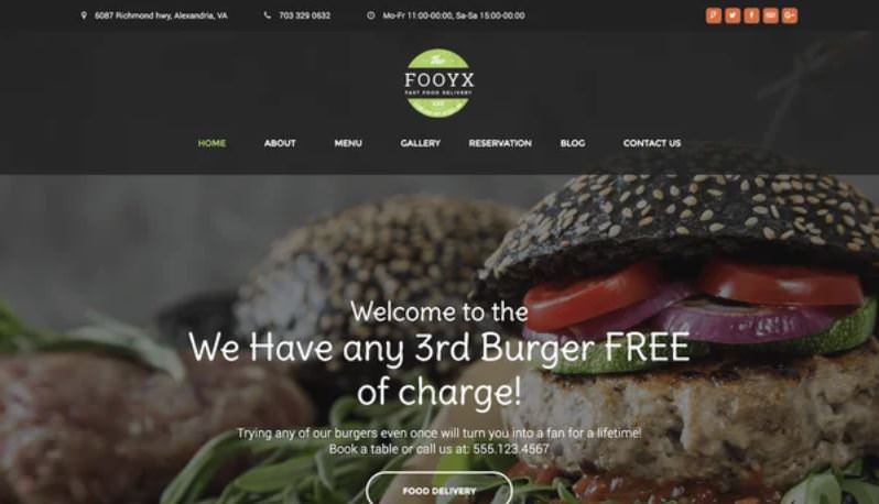 Шаблон Fooxy для сайта доставки еды