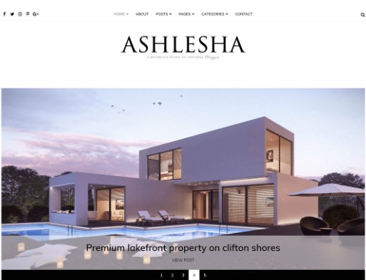 Ashlesha - креативный блог WordPress тема для начинающих