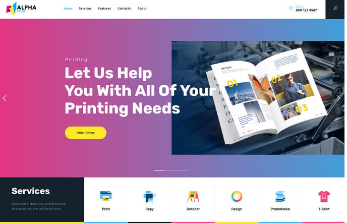 AlphaColor | WordPress шаблон для серивиса печати и дизайна