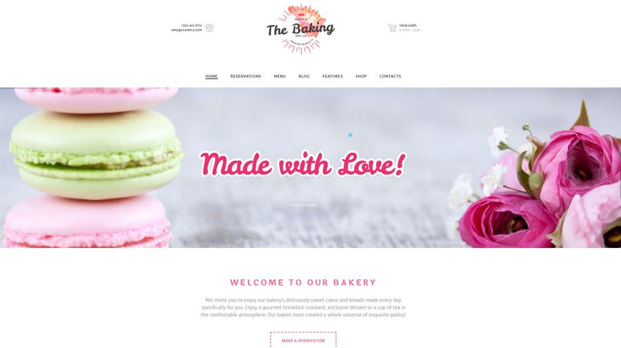 Bakery / Cake Shop / Cafe | WordPress шаблон для кондитерской, пекарни, кафе