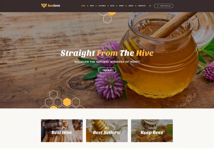 Beelove | WordPress шаблон для производства и продажи мёда