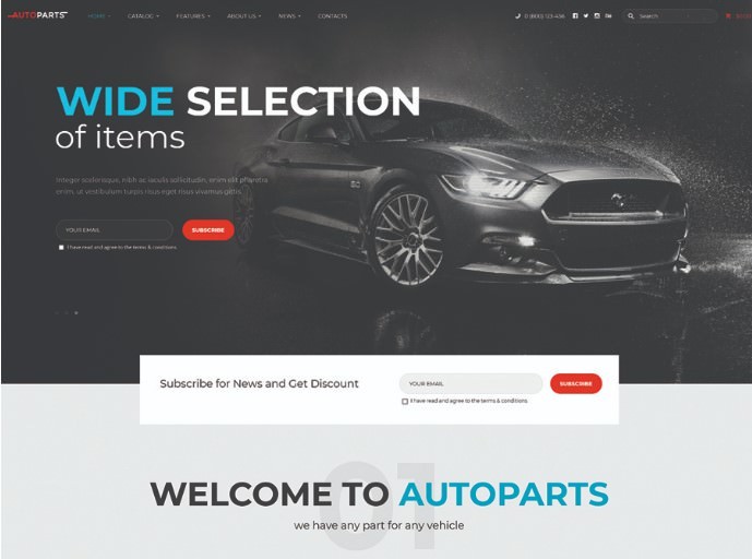 Car Parts Store & Auto Services | WordPress шаблон для продажи автомобилей и запчастей
