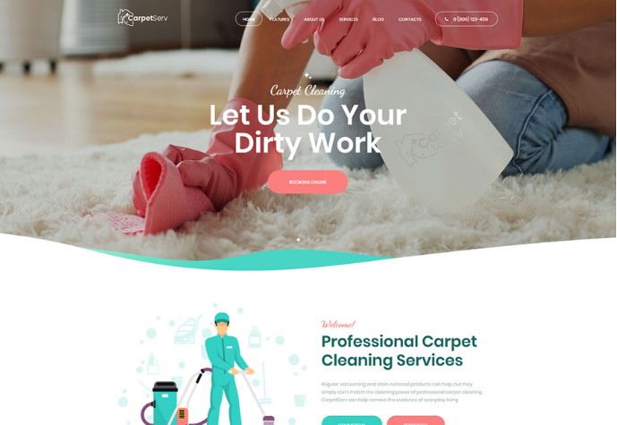 CarpetServ | WordPress шаблон для клининговой компании