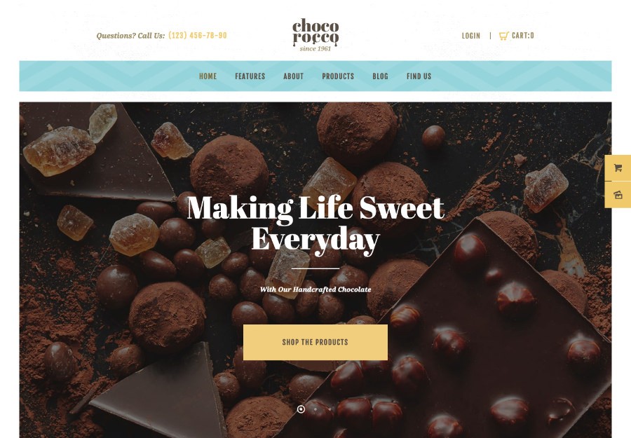 ChocoRocco | WordPress шаблон для кондитерской и магазина шоколадных изделий