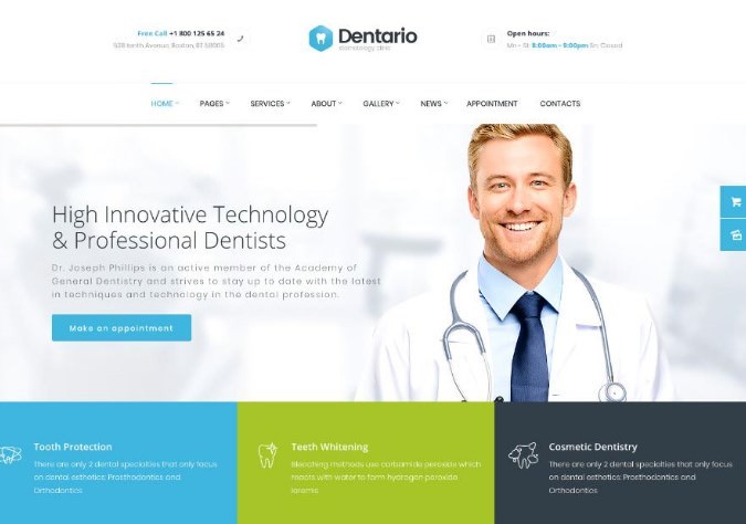 Dentario | WordPress шаблон для стоматологической клиники + RTL