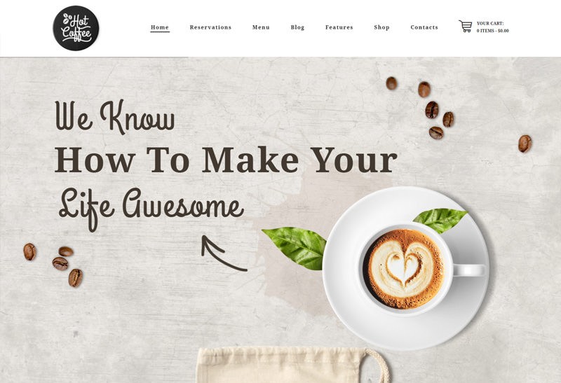 Hot Coffee | WordPress шаблон для кофейни, ресторана, бара