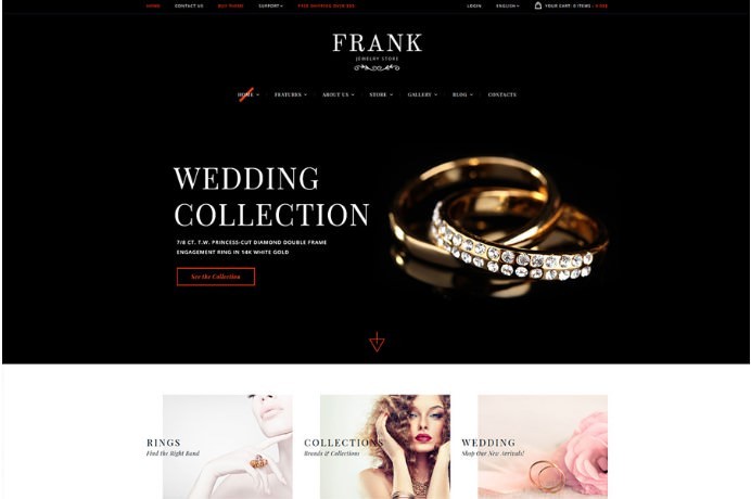 Jewelry & Watches Online Store | WordPress шаблон для магазина ювелирных украшений и часов