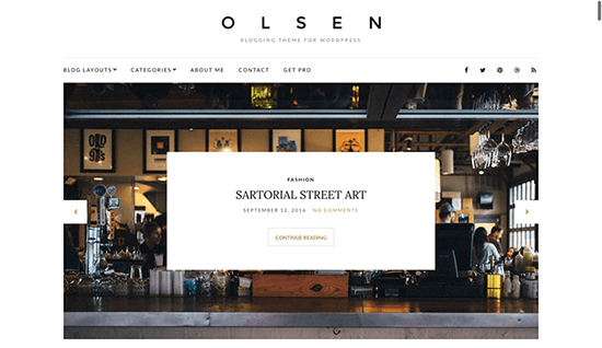 Шаблон Olsen Light для сайтов жизни, еды, моды, путешествий, здоровья и фитнеса