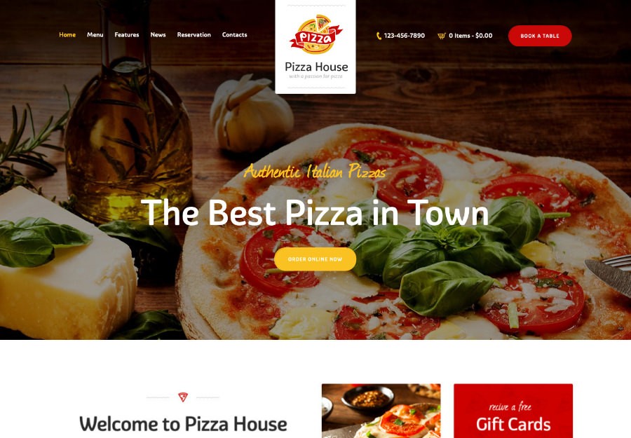 Pizza House | WordPress шаблон для ресторана, кафе, бистро