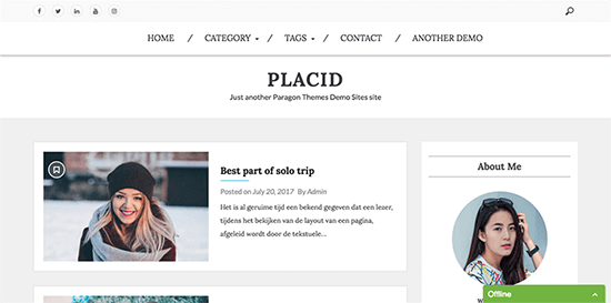 Placid - это креативная бесплатная тема для блогов и журналов на WordPress