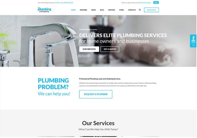 Plumbing - Repair, Building & Construction | WordPress шаблон для службы сантехнических работ, строительста, ремонта