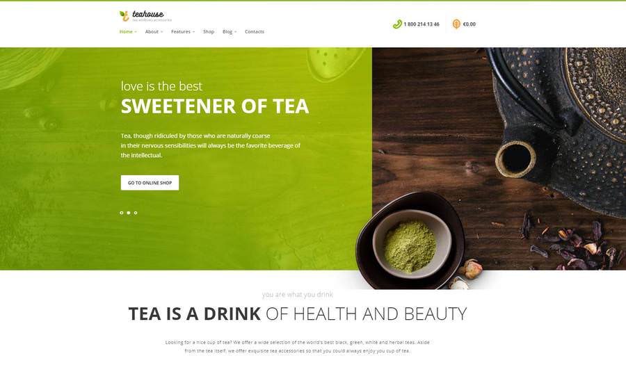 TeaHouse | WordPress шаблон для магазина чая и кофе