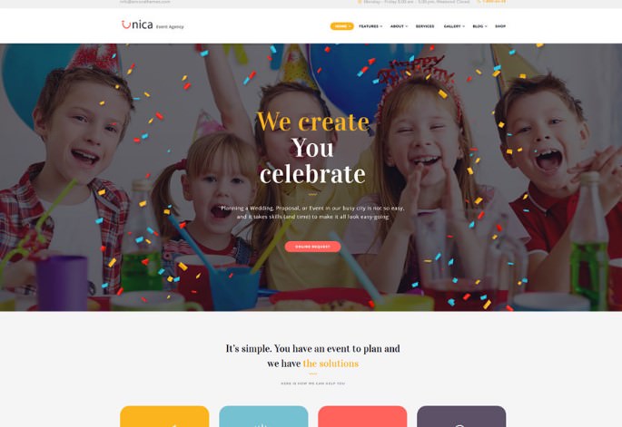 Unica | WordPress шаблон для агентства по организации мероприятий