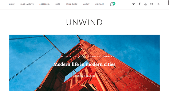 Unwind бесплатная иема для сайта на WordPRess