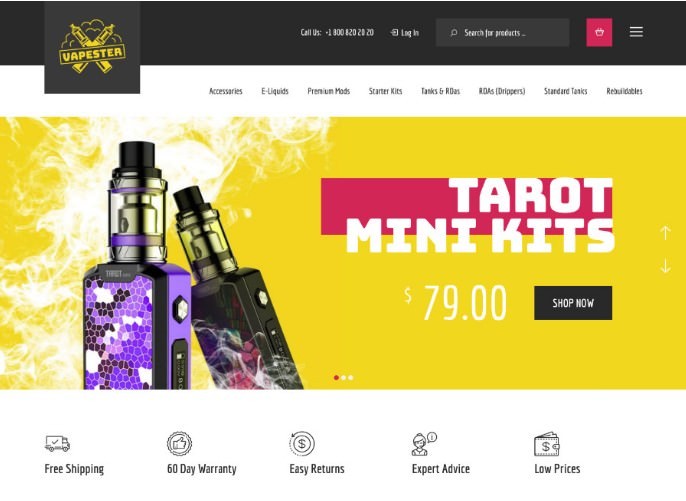 Vapester | WooCommerce шаблон для вейп-шопа, магазина электронных сигарет
