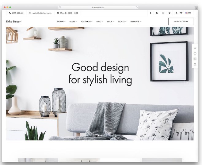 Экко дизайн интерьера WordPress Theme