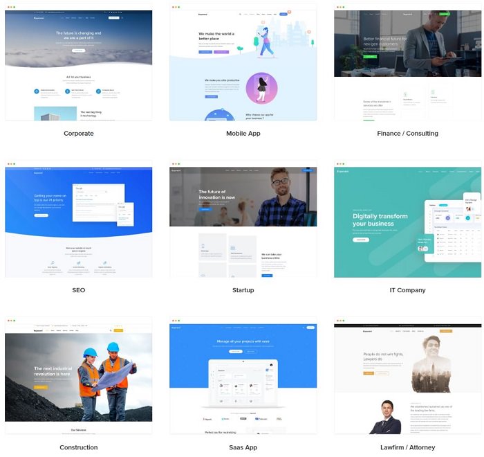 Exponent тема Вордпресс для бизнес сайта 26+ демо сайтов
