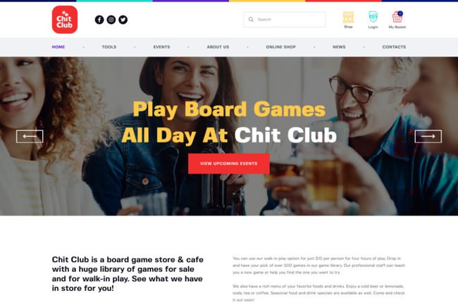 Chit Club | WordPress шаблон для антикафе и клуба настольных игр