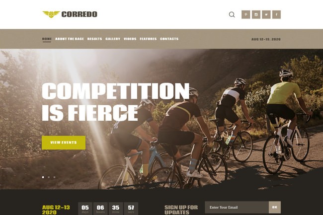 Corredo | WordPress шаблон для велогонок и спортивных мероприятий