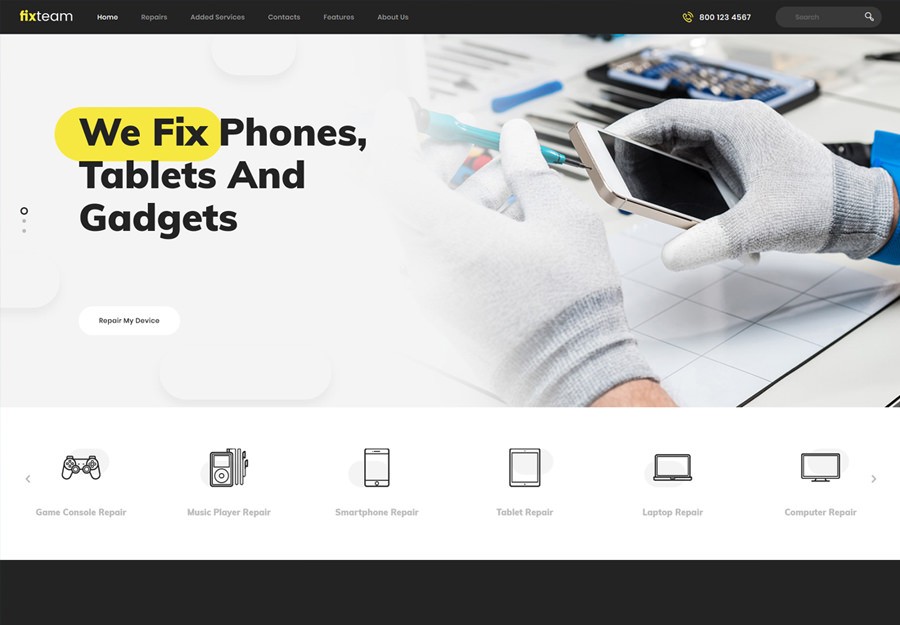 FixTeam | WordPress шаблон для сервиса ремонта электроники