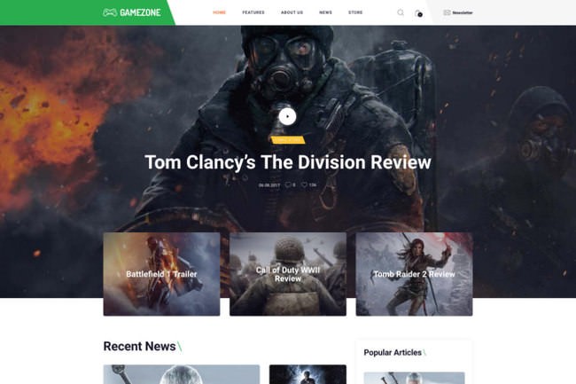 Gamezone | WordPress шаблон для гейминг-блога и магазина