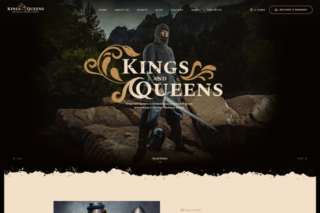 Queens | WordPress шаблон для игры с исторической реконструкцией