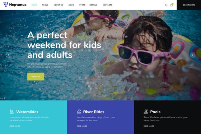 Neptunus | WordPress шаблон для аквапарка