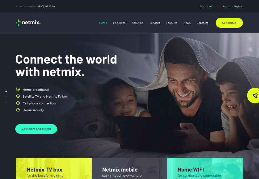 Netmix | WordPress шаблон для провайдера интернет и телеком услуг