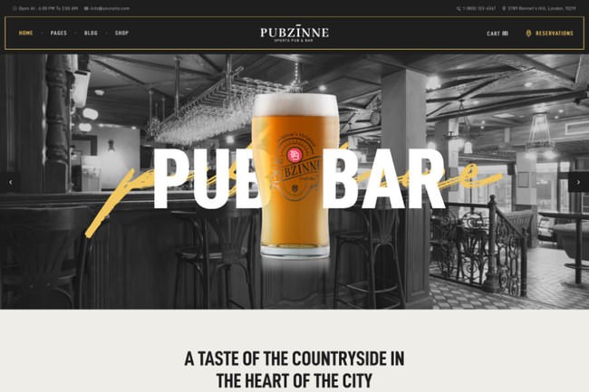 Pubzinne | WordPress шаблон для спортивного бара<