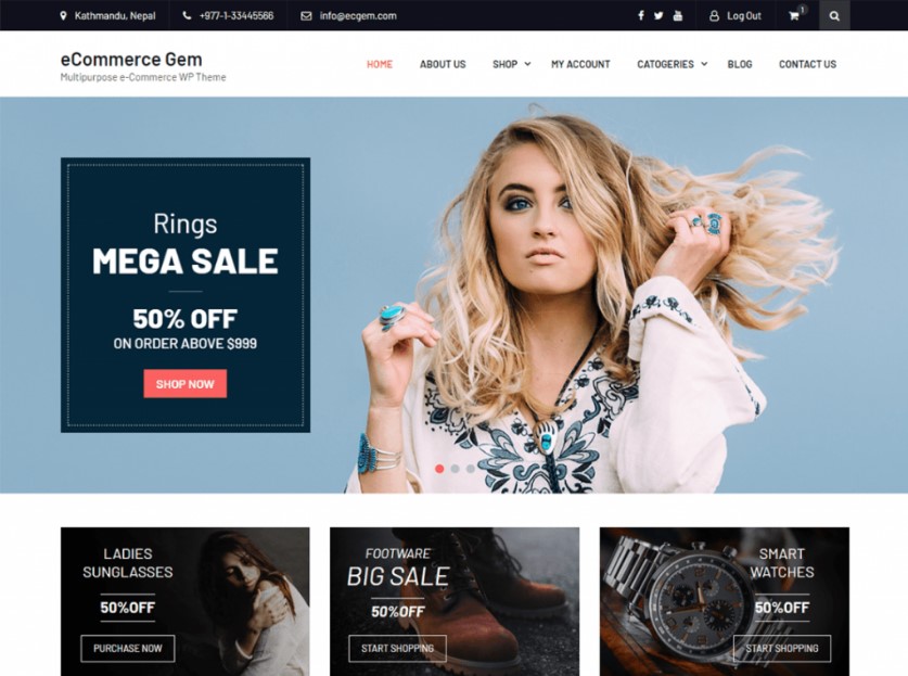 eCommerce Gem тема WordPress для WooCommerce-премиум-класса