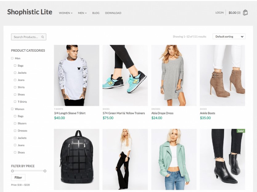 Shophistic Lite тема WordPress для магазина одежды