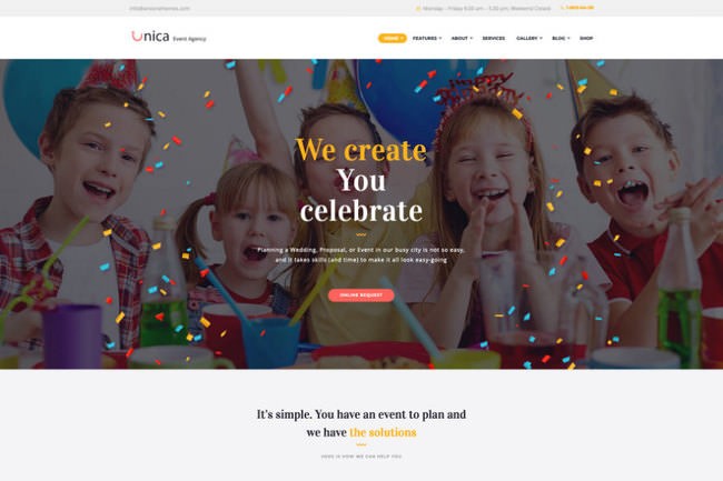 Unica | шаблон WordPress для агентства по организации мероприятий