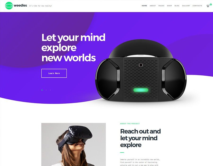 Weedles | WordPress шаблон для продажи систем виртуальной реальности