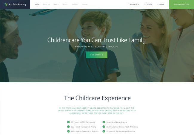 Au-Pair - Babysitting & Nanny Agency WordPress Theme