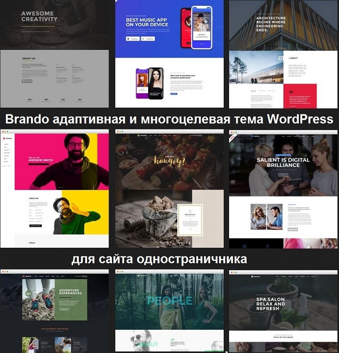 Brando - многоцелевая тема WordPress для одностраничника