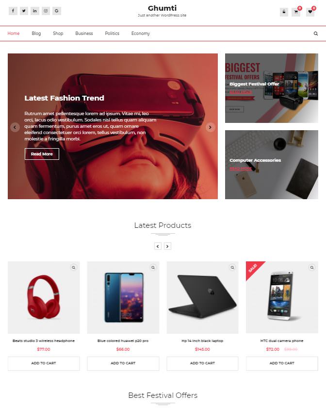 Тема Ghumti WordPress