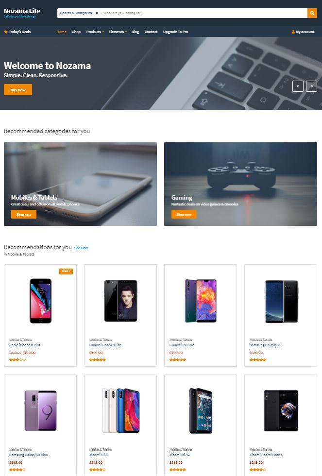 Nozama Lite шаблон Вордпресс для продажи товара в Интернете