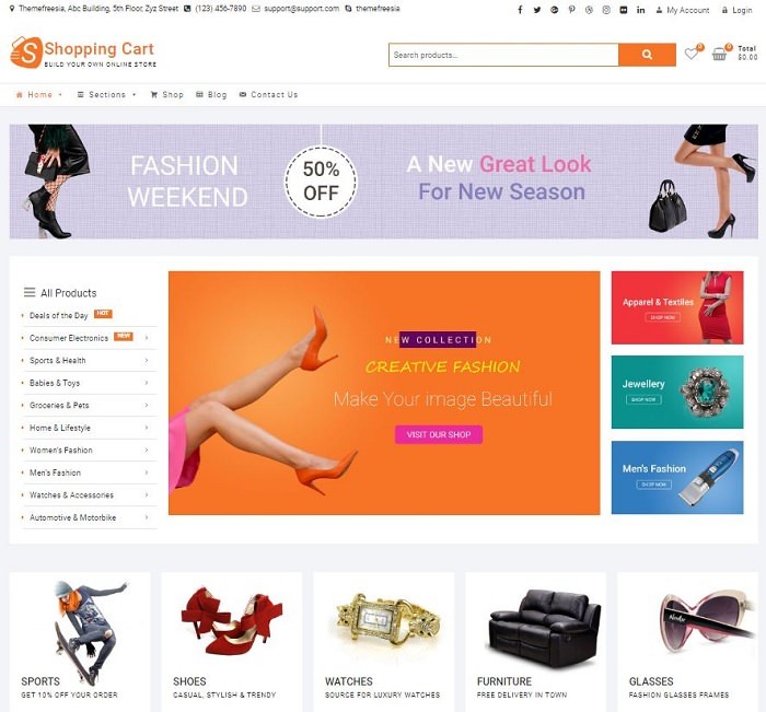 Shopping Cart тема Вордпресс для сайта модной одежды и ювелирного магазина