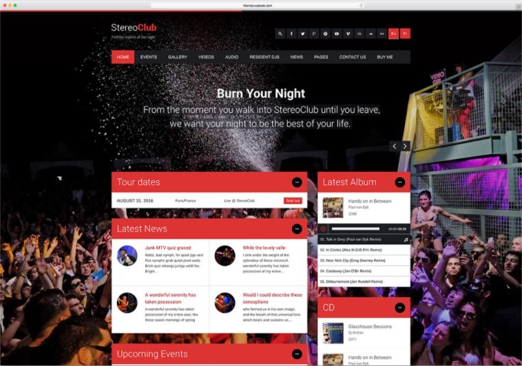 StereoClub тема для сайта ночных клубов