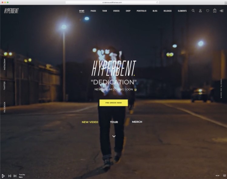 Hyperbent тема для сайта рок групы